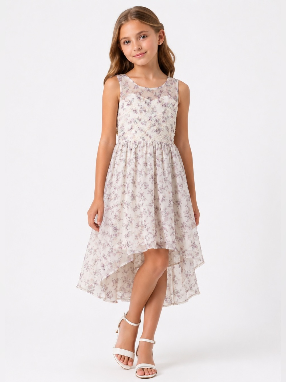by & by Elegant White Floral Dress